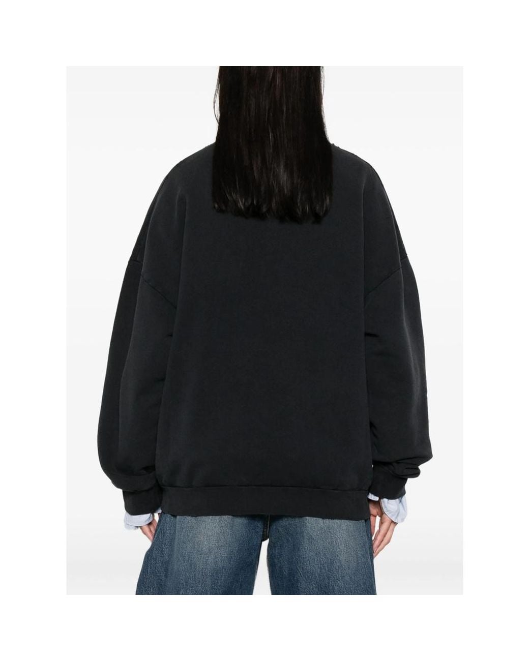 Balenciaga Black Bb Logo Embroidered Distressed Sweatshirt