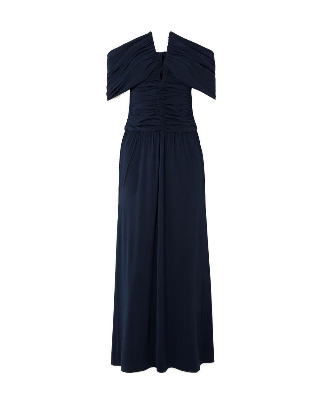 Magda Butrym Blue Off-The-Shoulder Ruched Jersey Dress