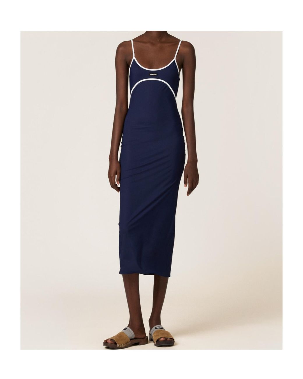 Miu Miu Blue Stretch Jersey Midi-Dress