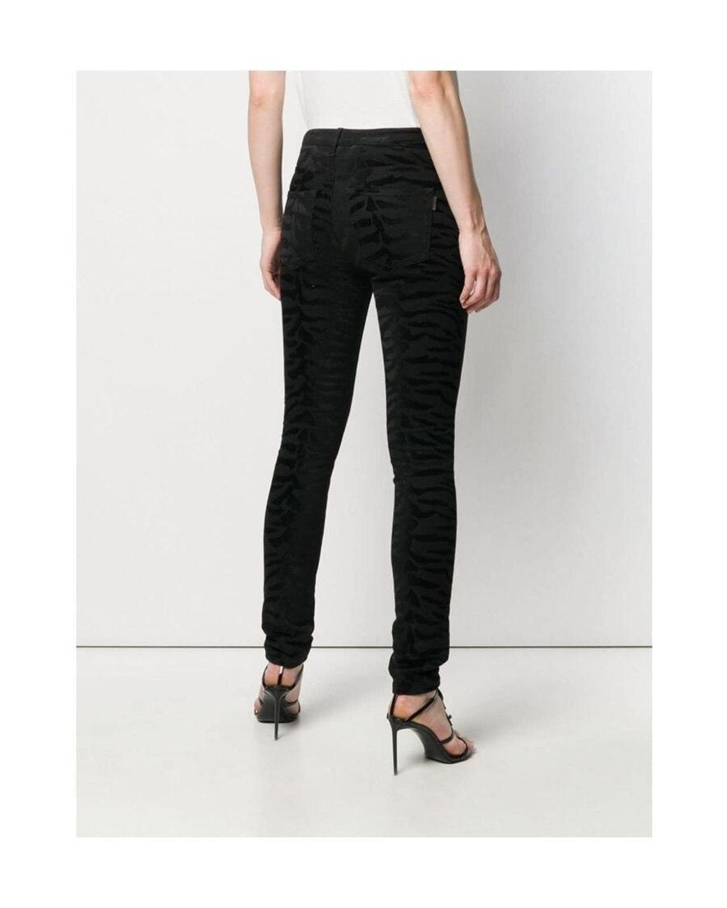 Saint Laurent Black Zebra Print Jeans
