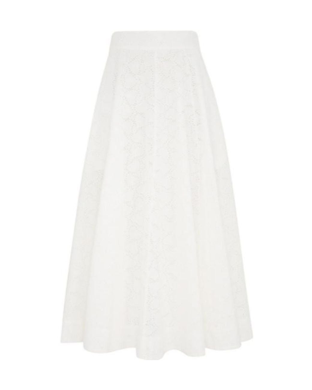 Zimmermann White Crush Embroidered Midi Skirt