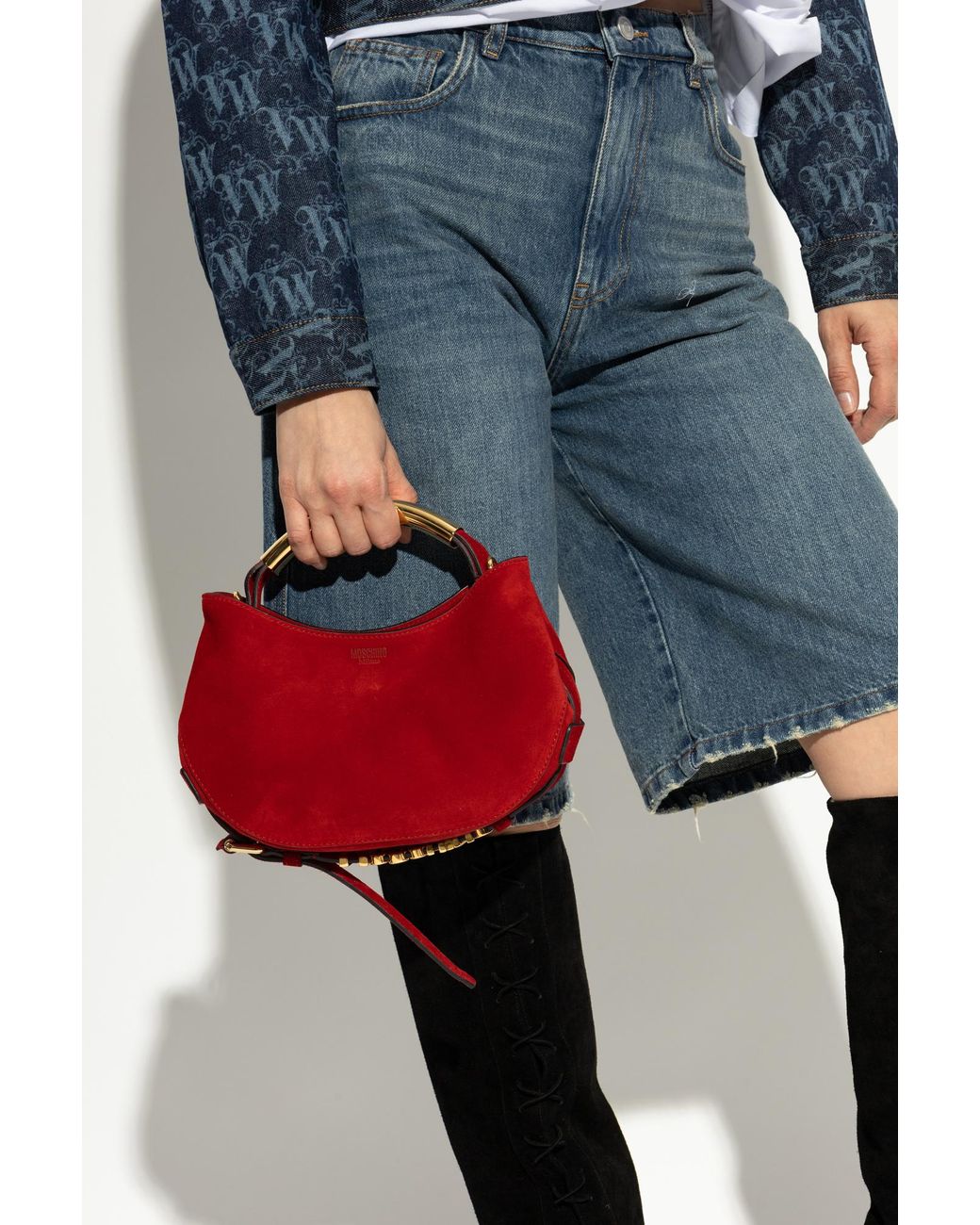 Moschino Red Round Handle Me Top Handle Bag