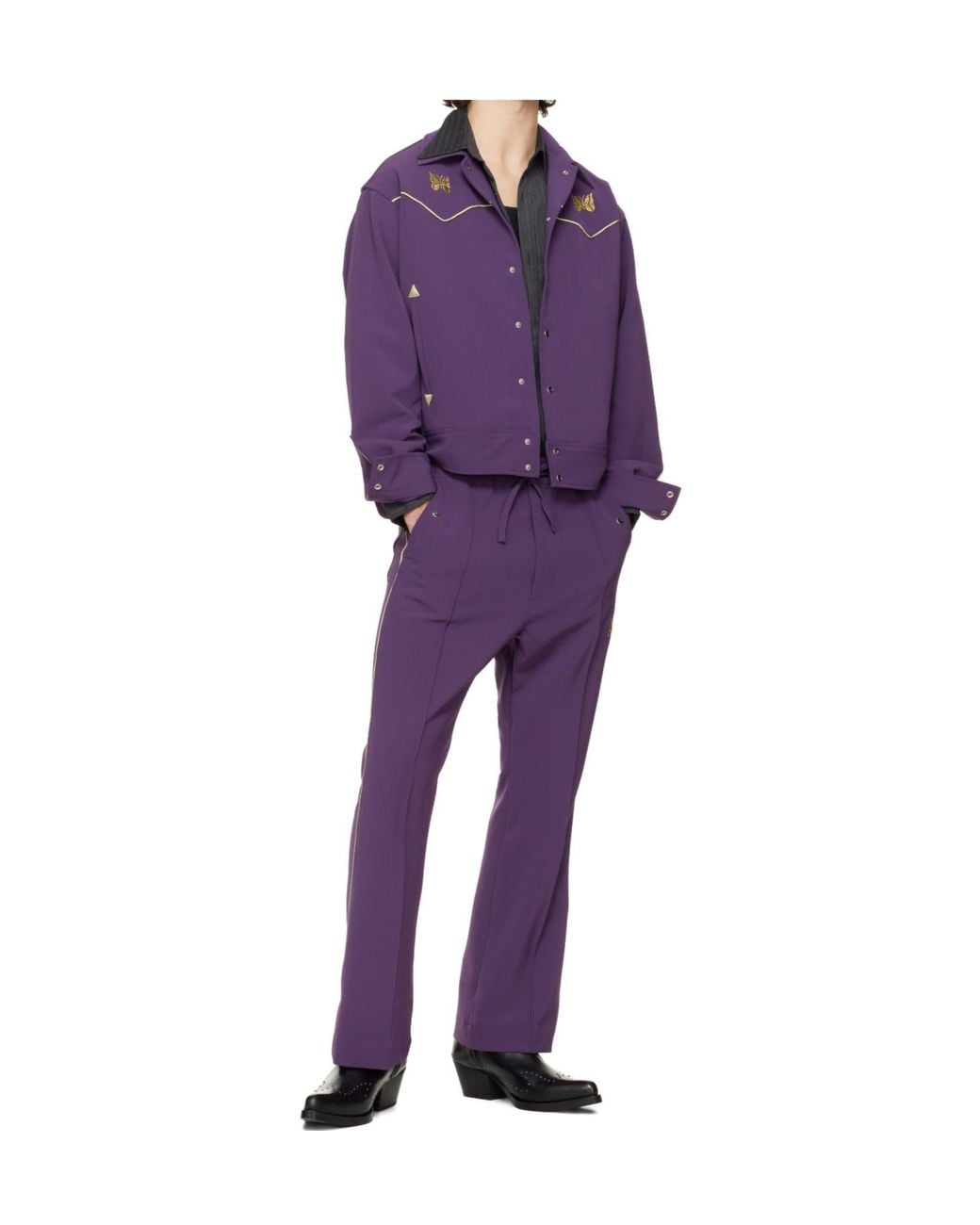 Needles Purple Long-Sleeved Casual Jacket for men