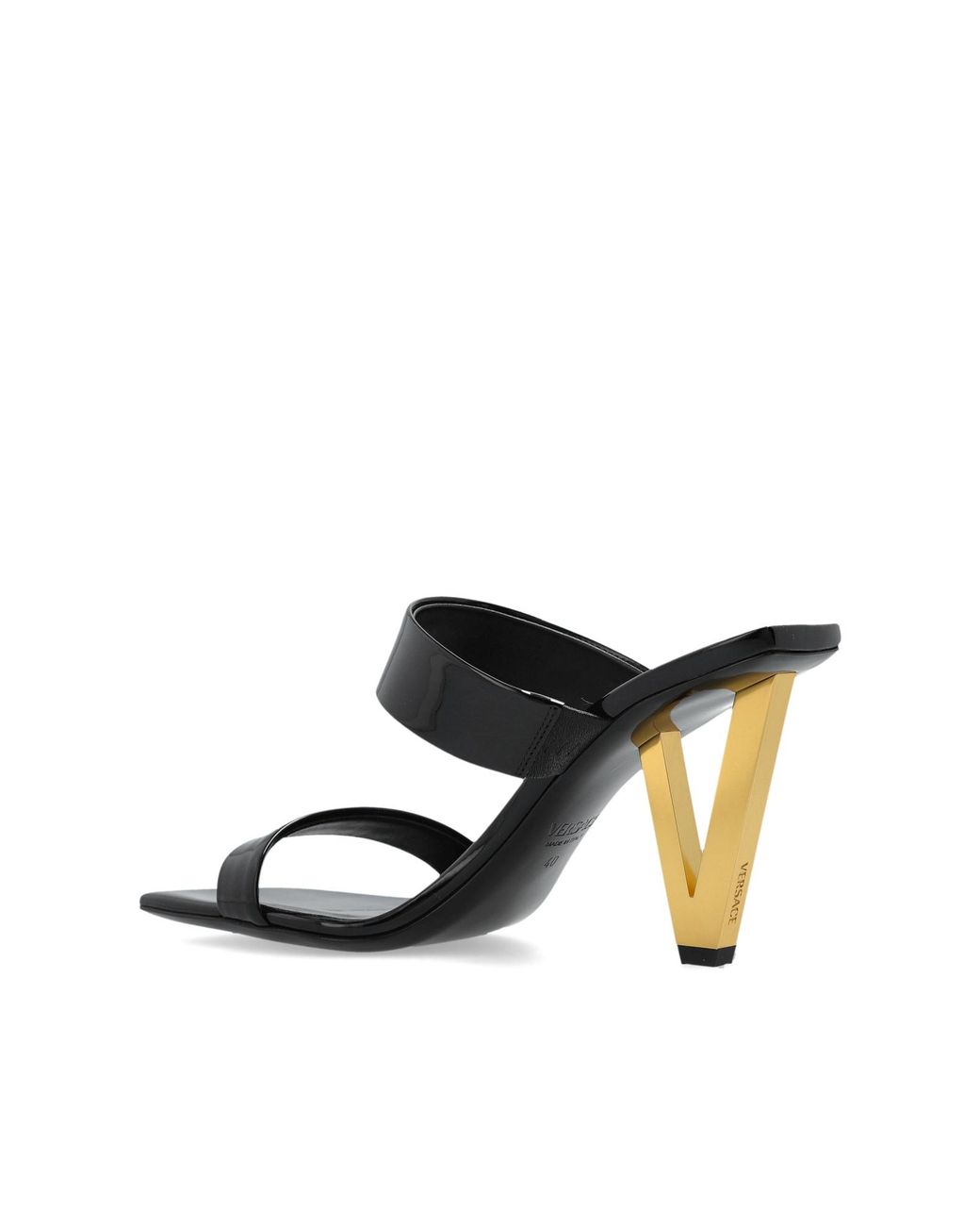 Versace White Heeled Slides