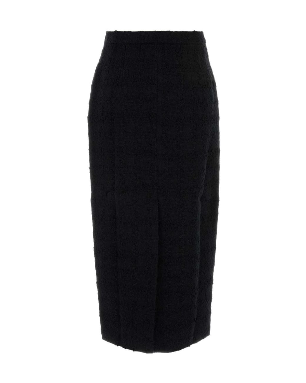 Alessandra Rich Black Checked Tweed Midi Skirt