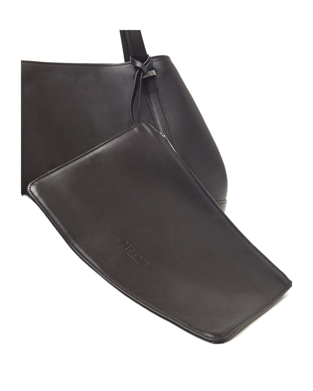 Peserico Gray Logo-Debossed Calf Leather Tote Bag