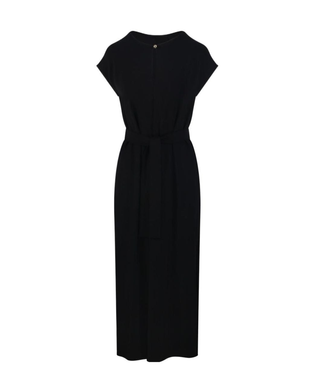 Max Mara Black Feluca Belted Maxi Dress