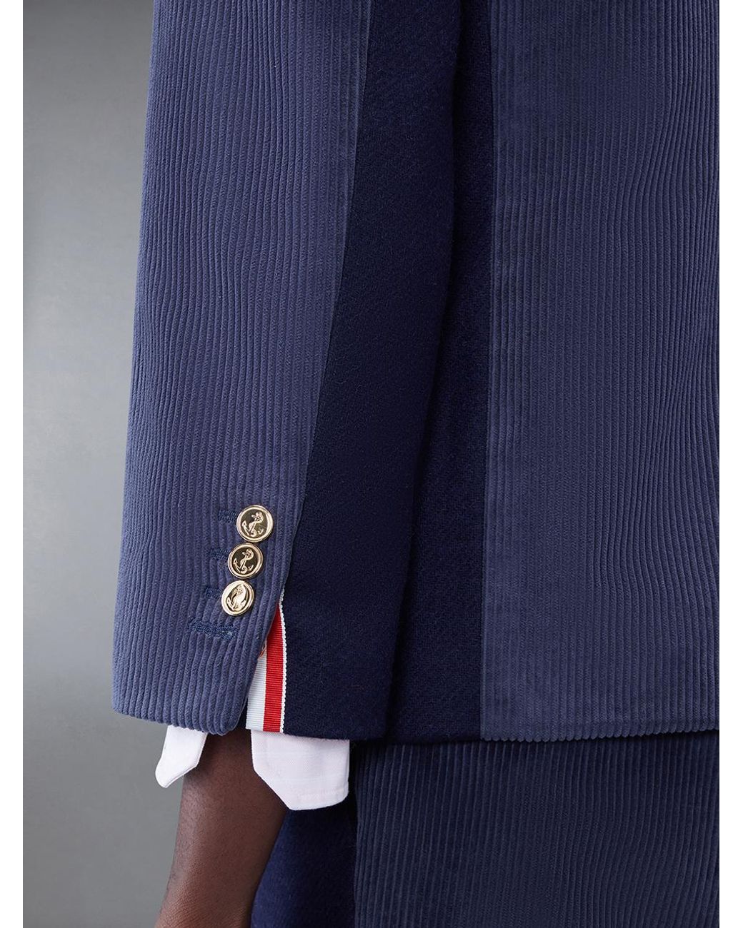 Thom Browne Blue Single-Breasted Corduroy Blazer for men
