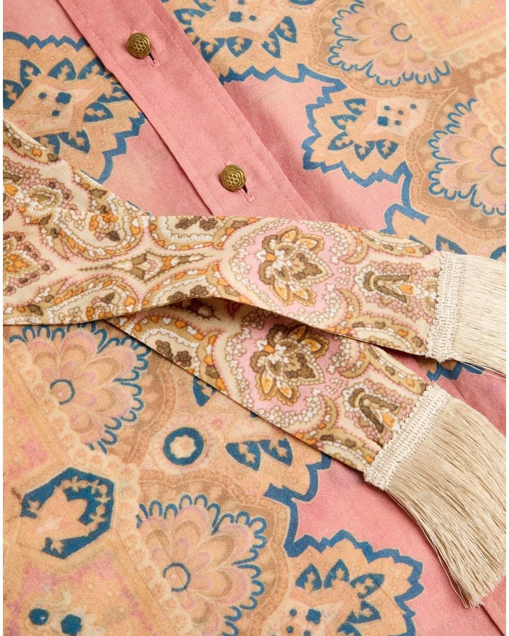 Valentino Natural All-Over Printed Pussy-Bow Shirt