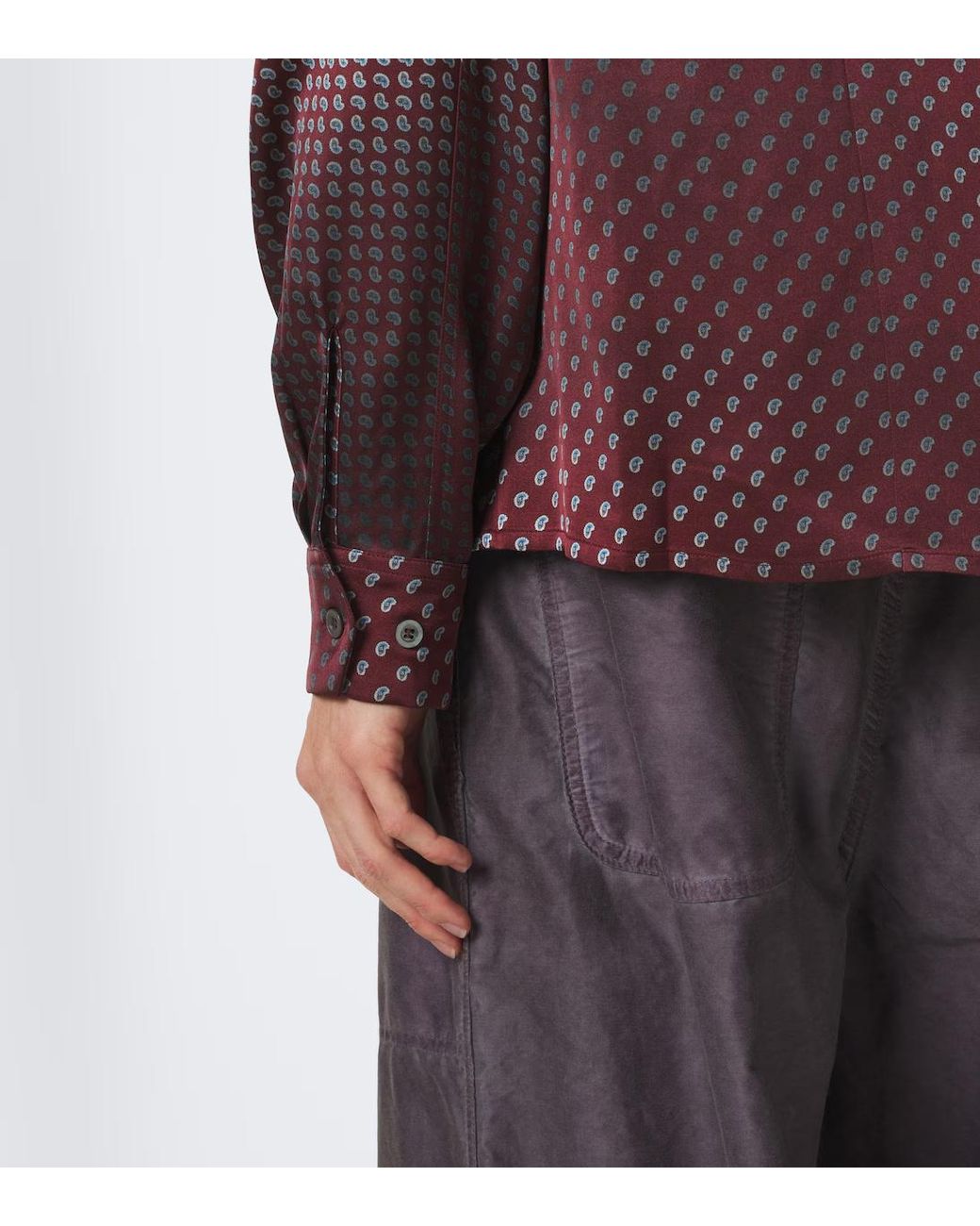 Maison Margiela Purple Paisley Satin Shirt for men