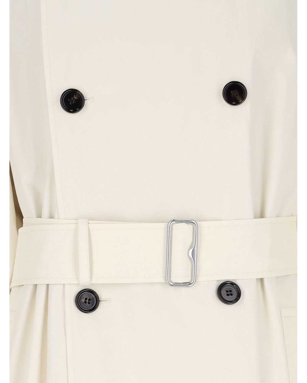 Burberry White Double-Breasted Belted Trench Coat
