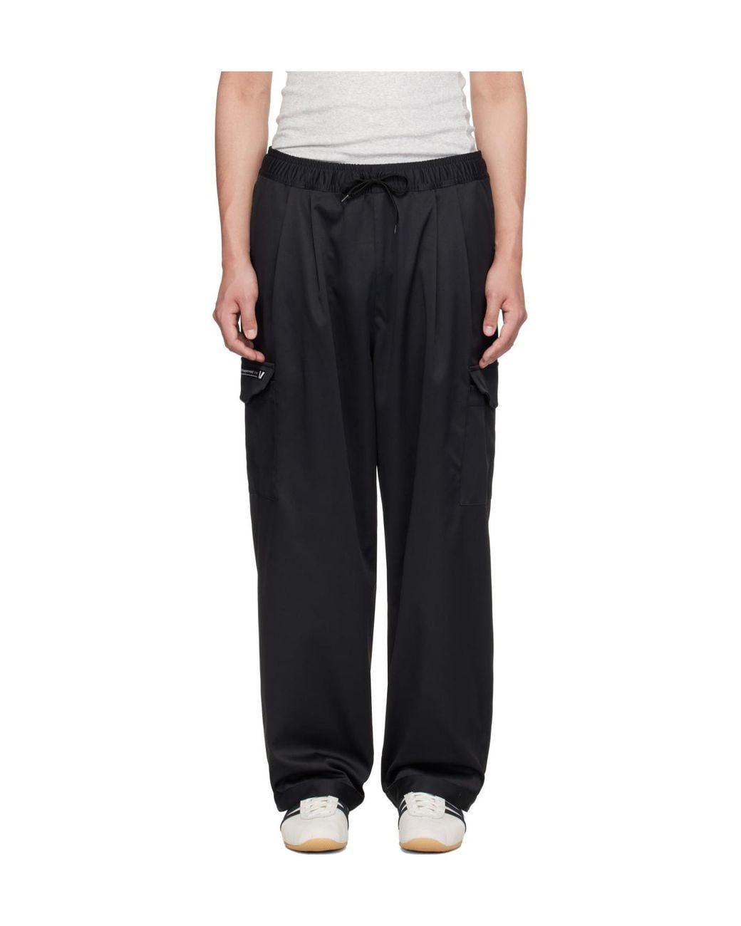 (w)taps Black Drawstring Cargo Pants for men
