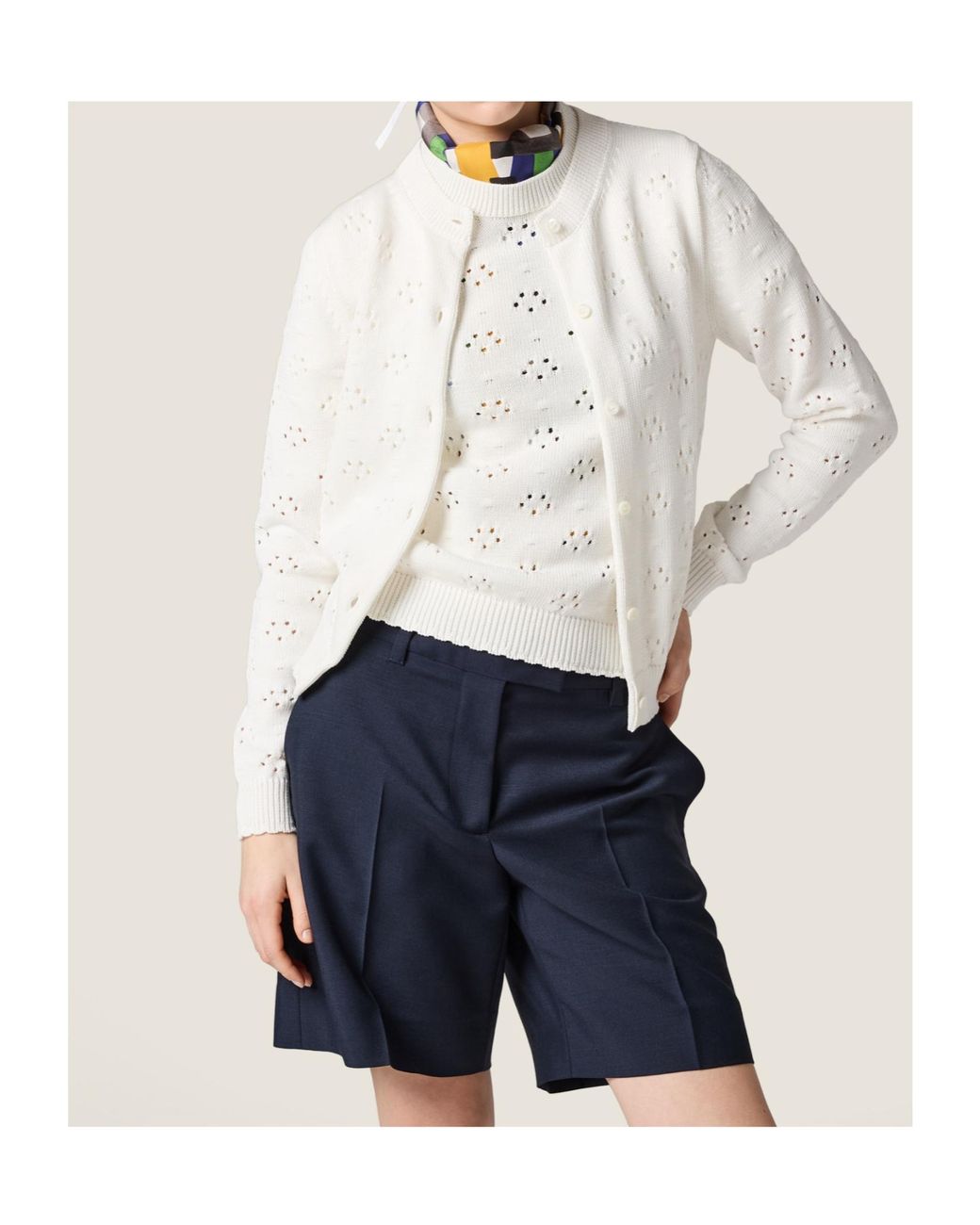 Miu Miu White Cotton Cardigan