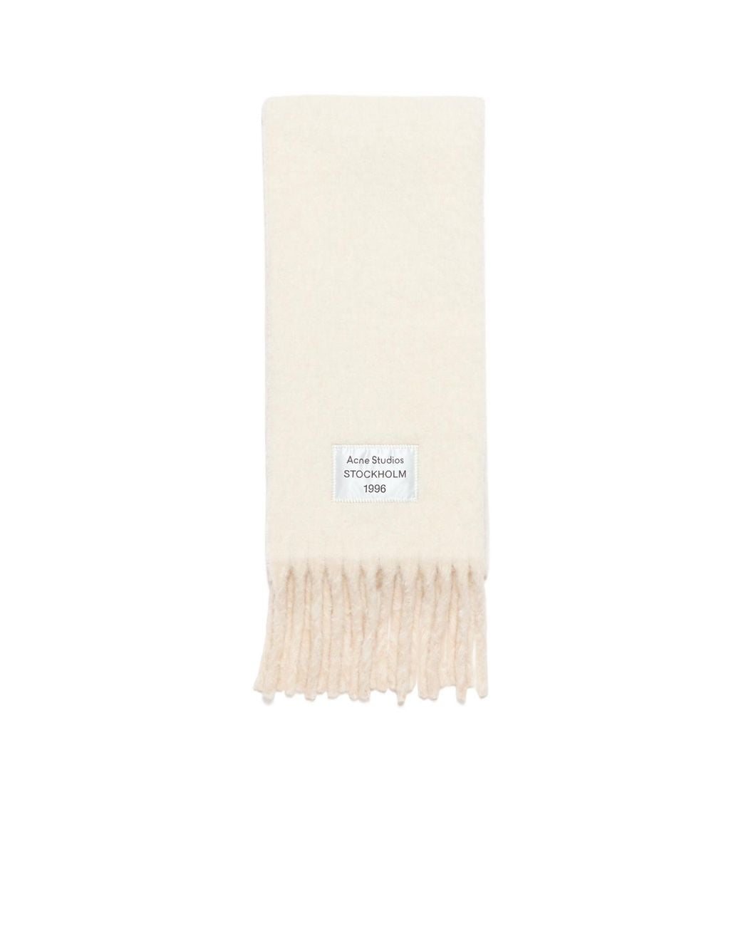 Acne White Logo Patch Fringed Scarf