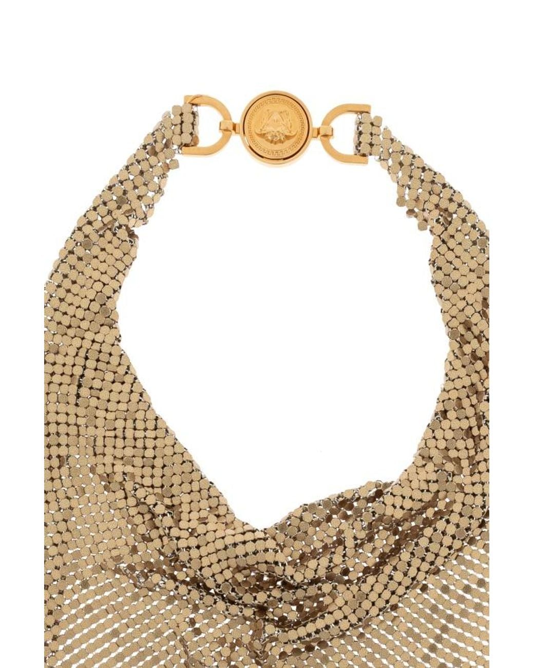 Versace White Medusa Head Motif Embellished Necklace