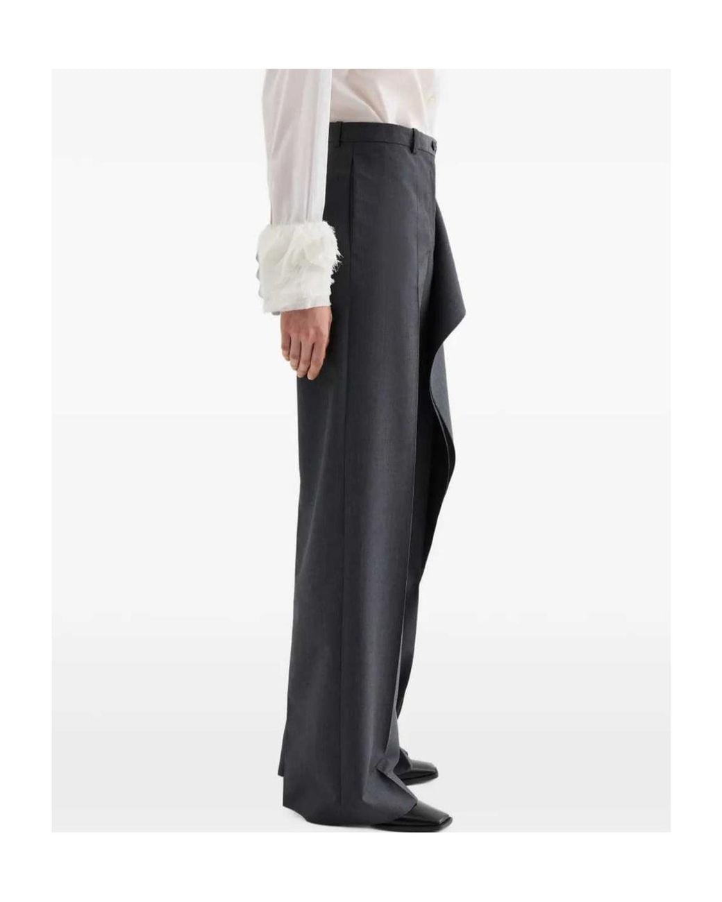 Jil Sander Gray Fil-À-Fil Wool Trousers