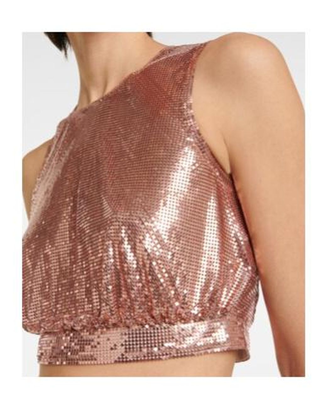 Rabanne Brown Metallic Mesh Top