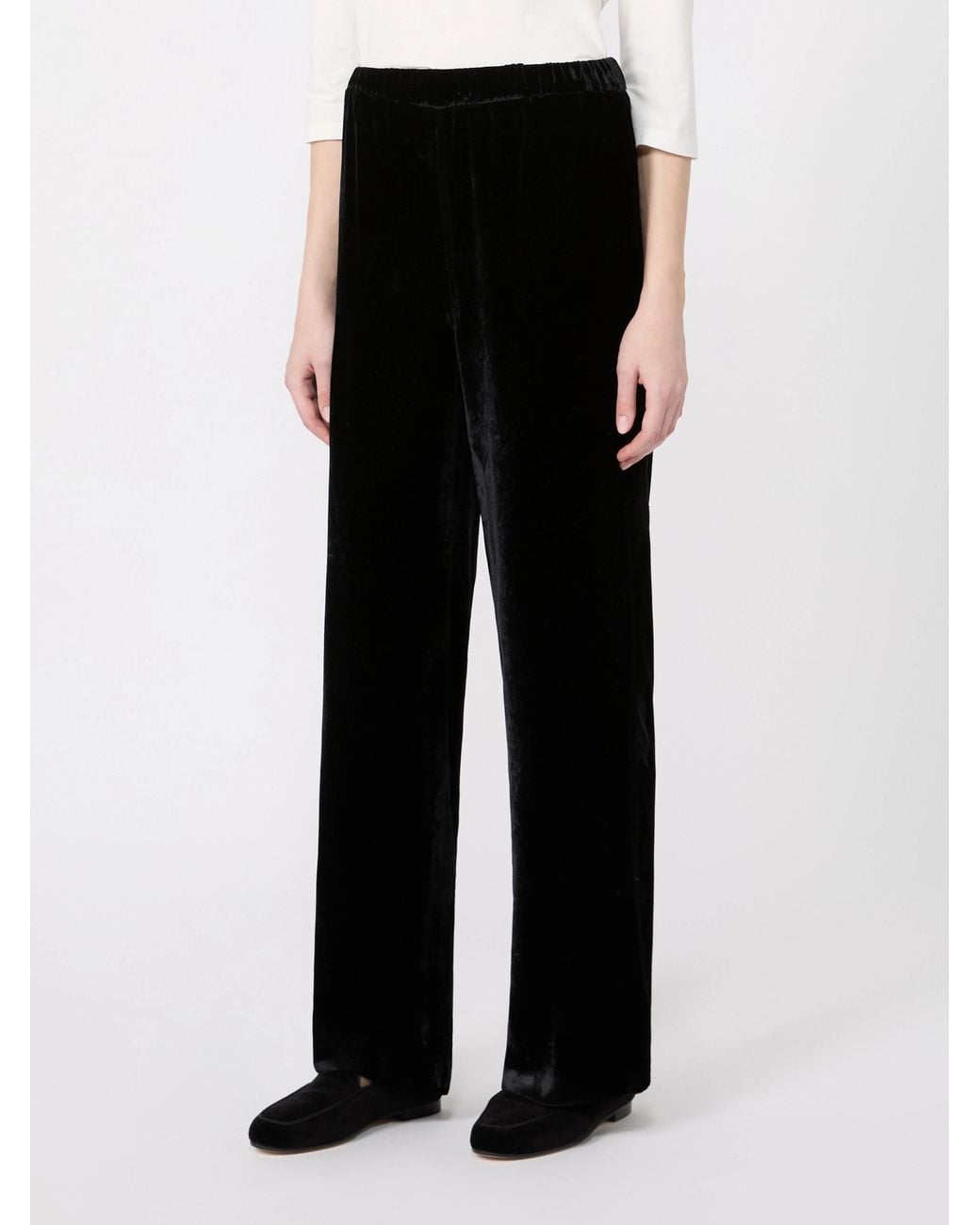 Weekend by Maxmara Black Velvet Palazzo Trouser