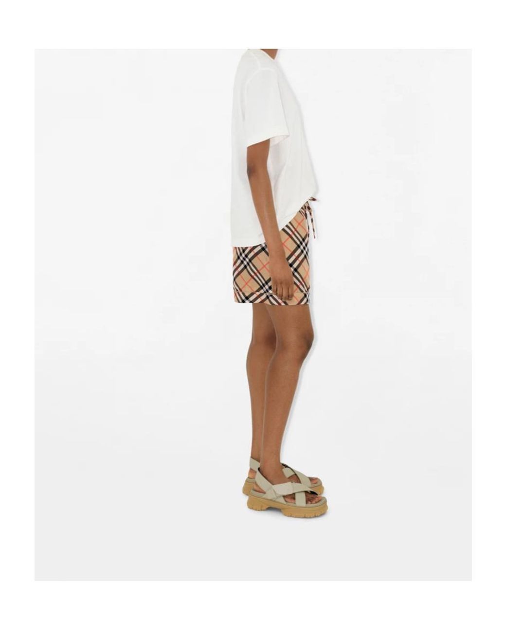 Burberry Brown Check Printed Drawstring Shorts