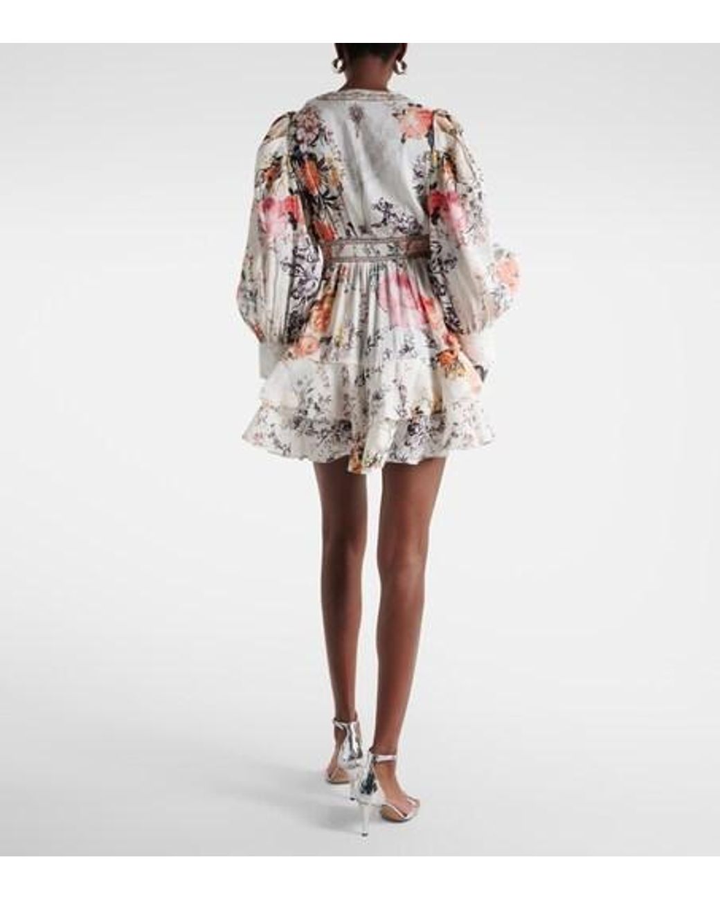 Camilla White Floral Linen And Silk Minidress