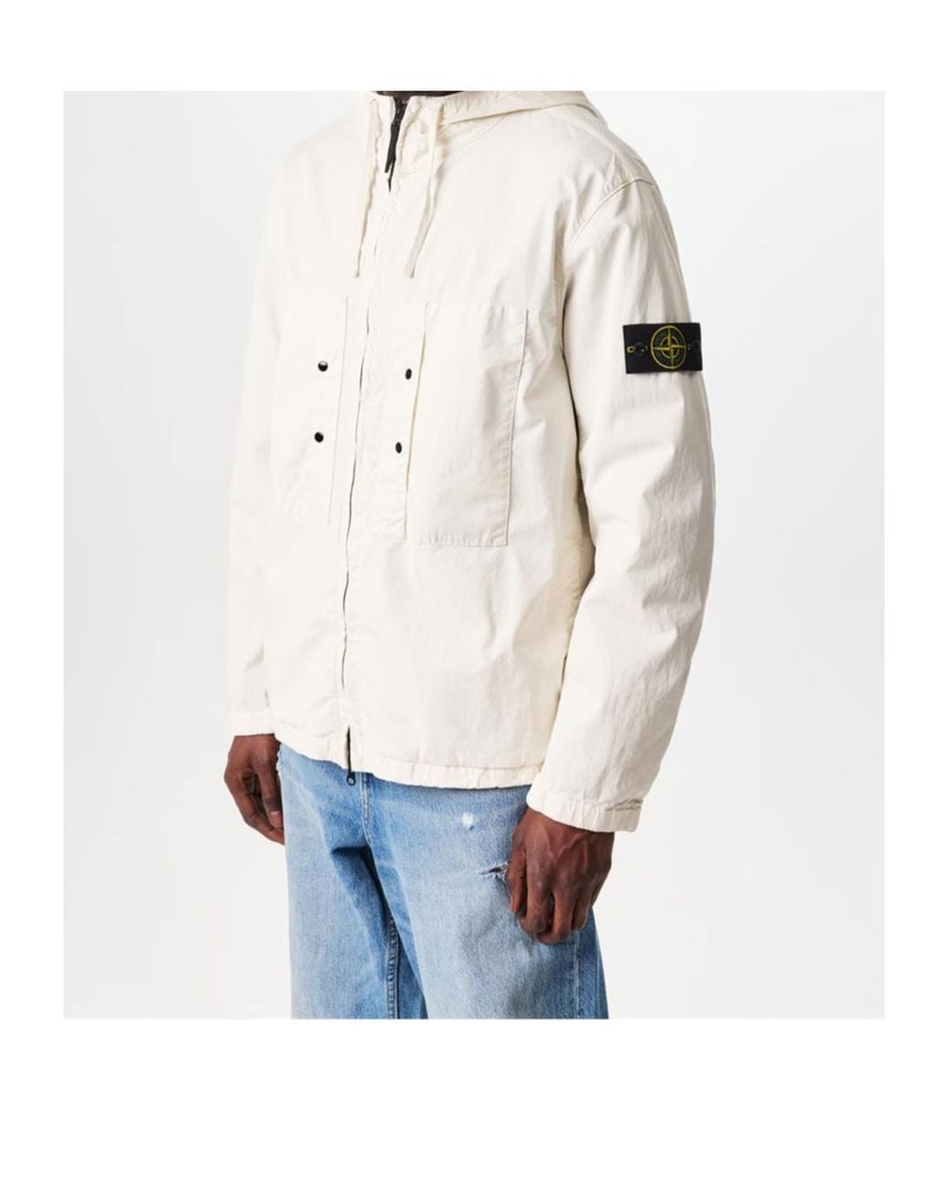 Stone Island White Supima Cotton Twill Jacket for men
