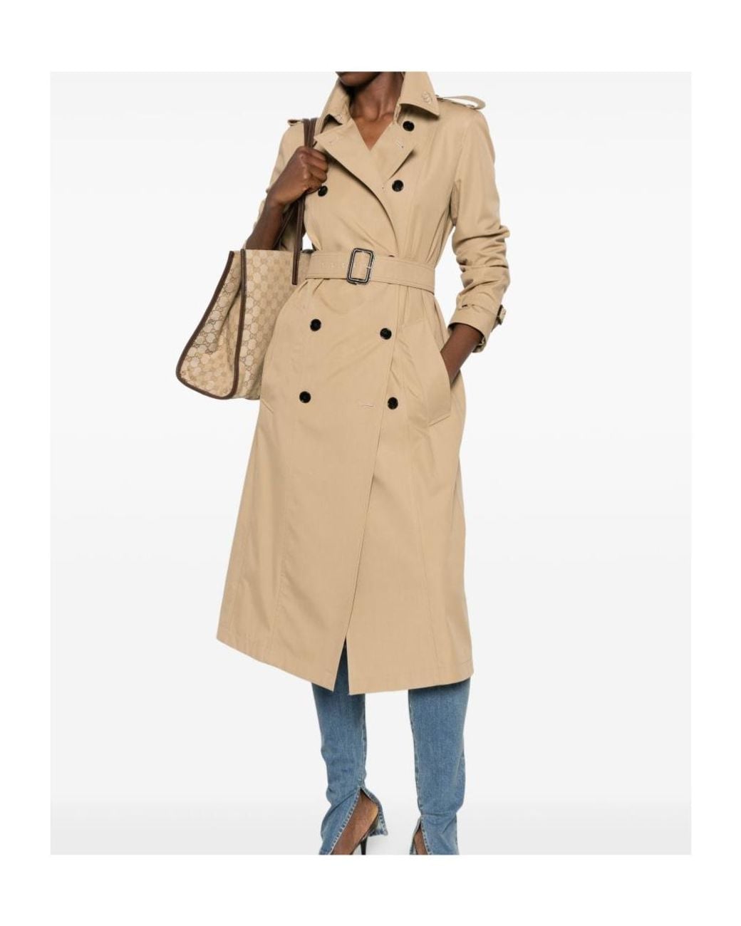 Gucci Natural Belted Double-Breasted Trench Coat