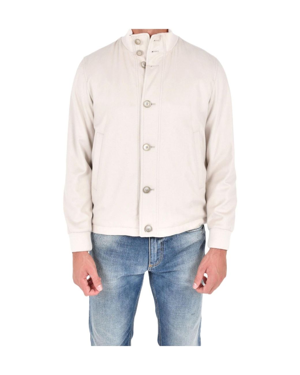 Herno Blue High Neck Buttoned Coat for men