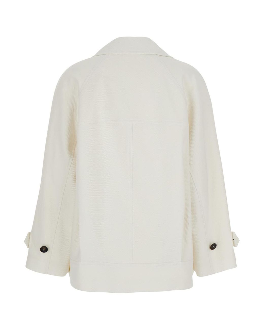 Brunello Cucinelli White Double-Breasted Long Sleeved Coat