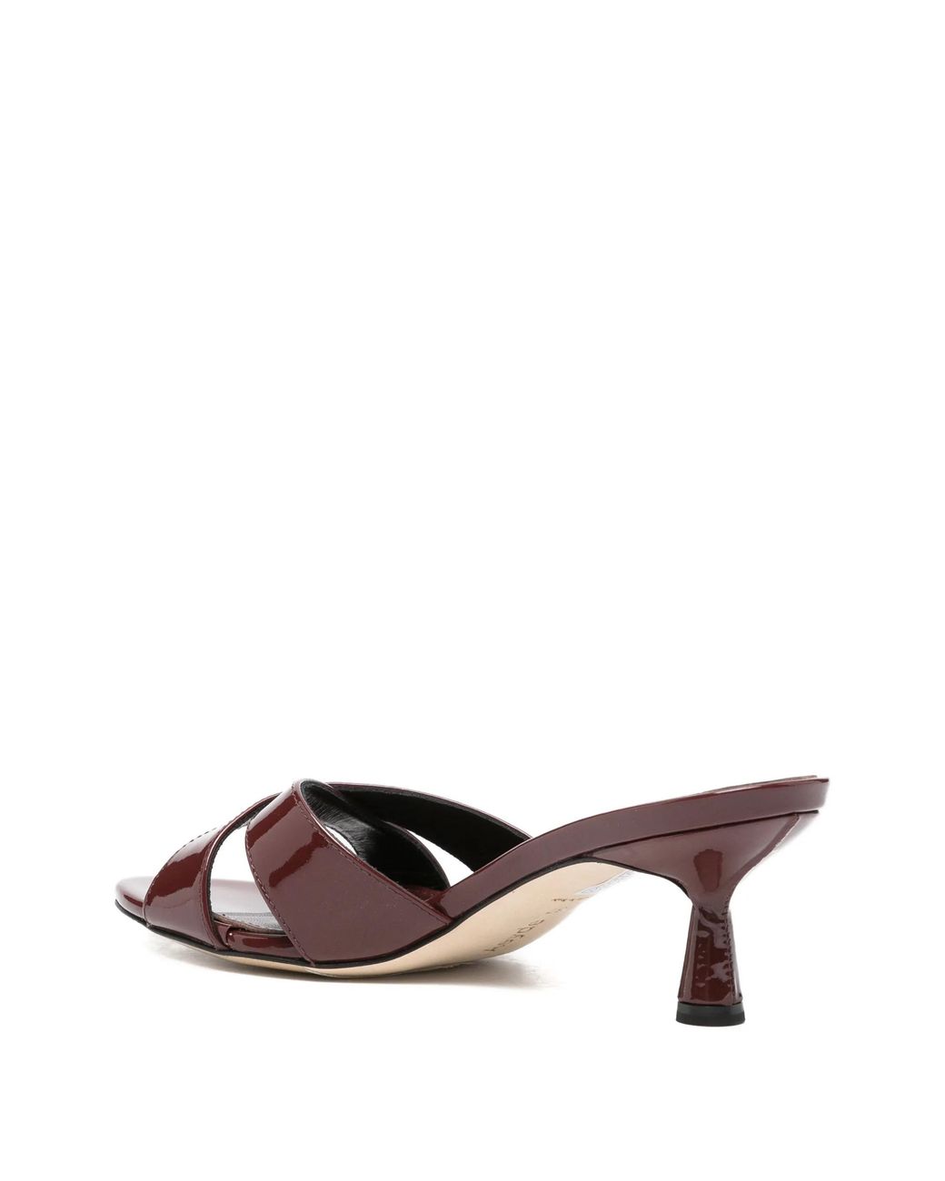 Aeyde Brown Cross-Over Patent-Finish Sandals