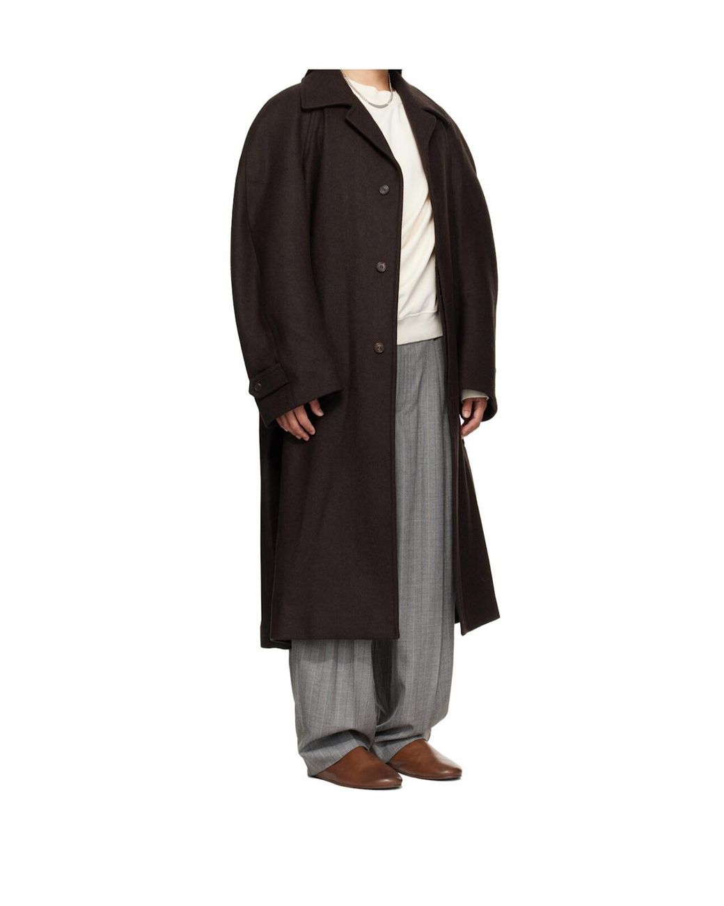 Hed Mayner Black Single-Breasted Oversized Coat for men