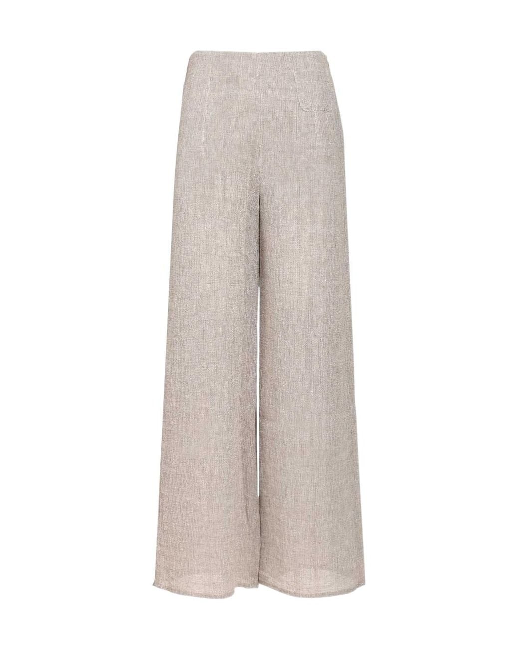 Emporio Armani Gray Zip Detailed Wide Leg Pants