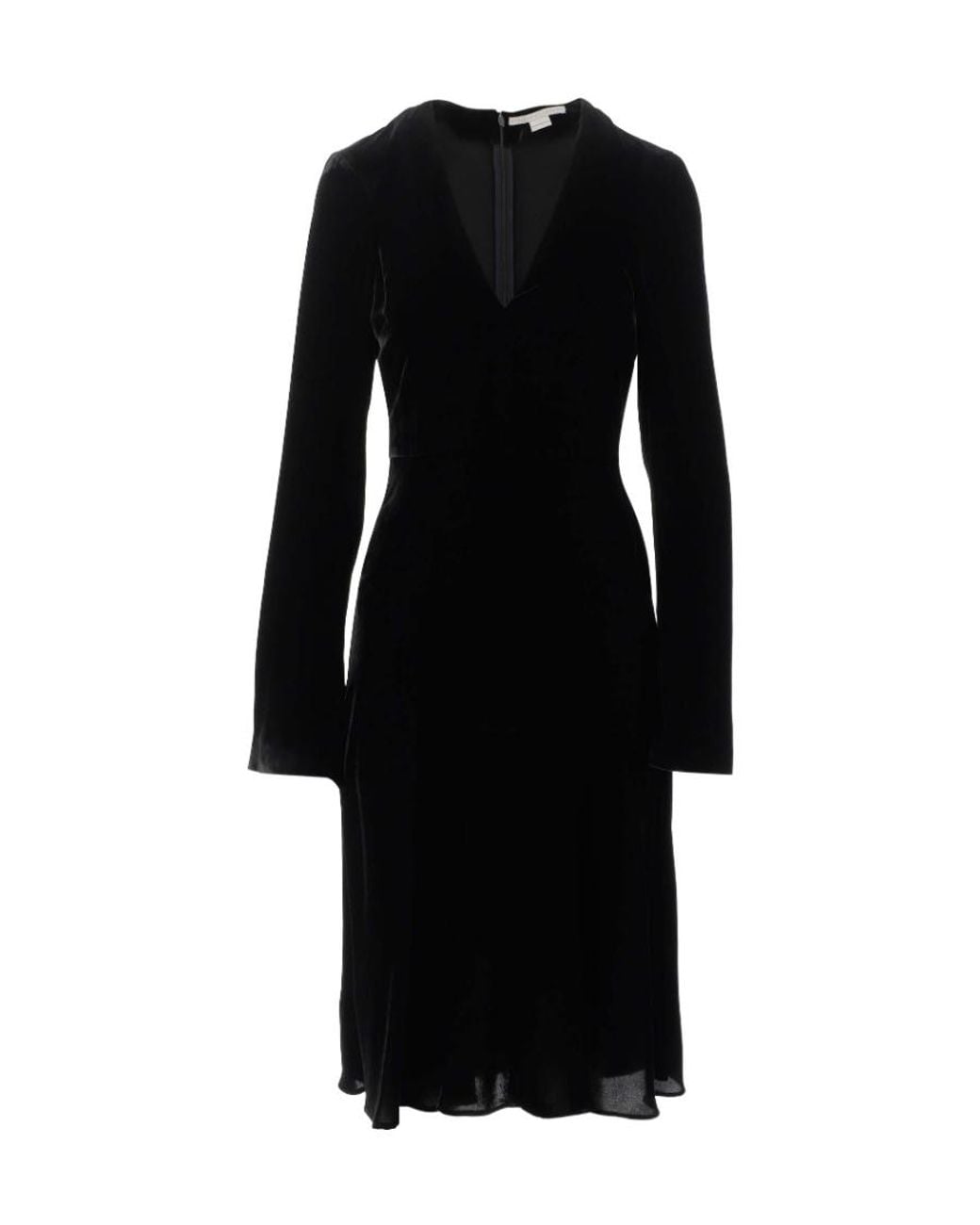 Stella McCartney Black V-Neck Long-Sleeve Midi Dress