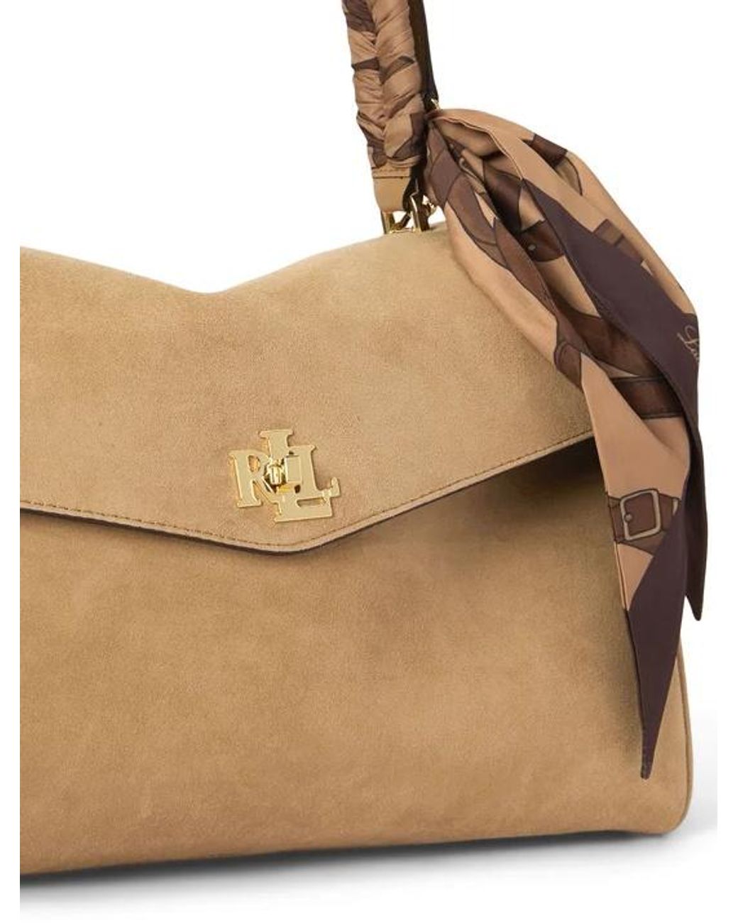 Ralph Lauren Brown Small Farrah Suede Tote Bag