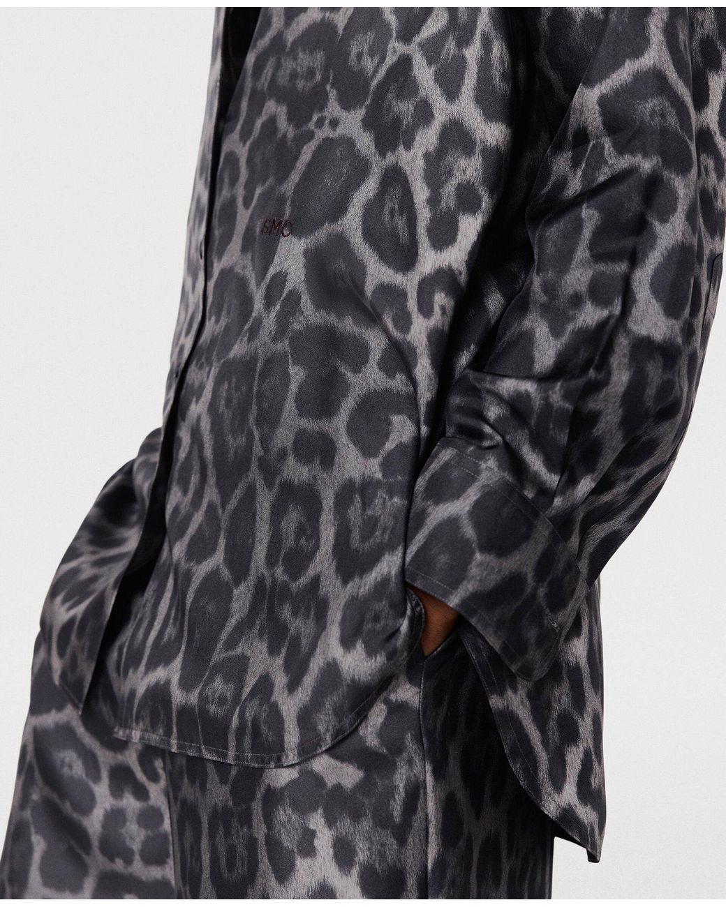 Stella McCartney Gray Leopard Printed Long Sleeved Shirt