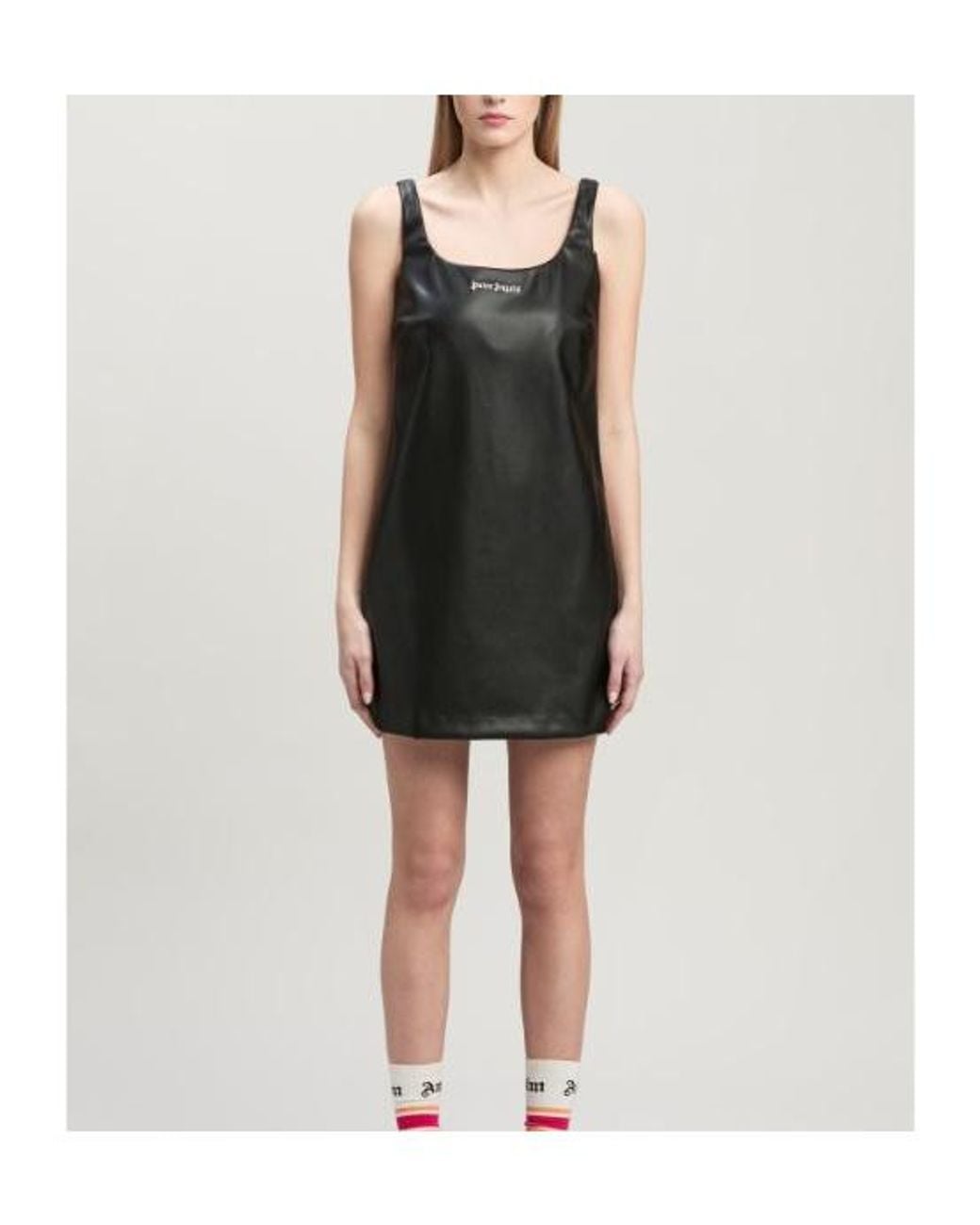 Palm Angels Black Logo Embroidered Sleeveless Mini Dress