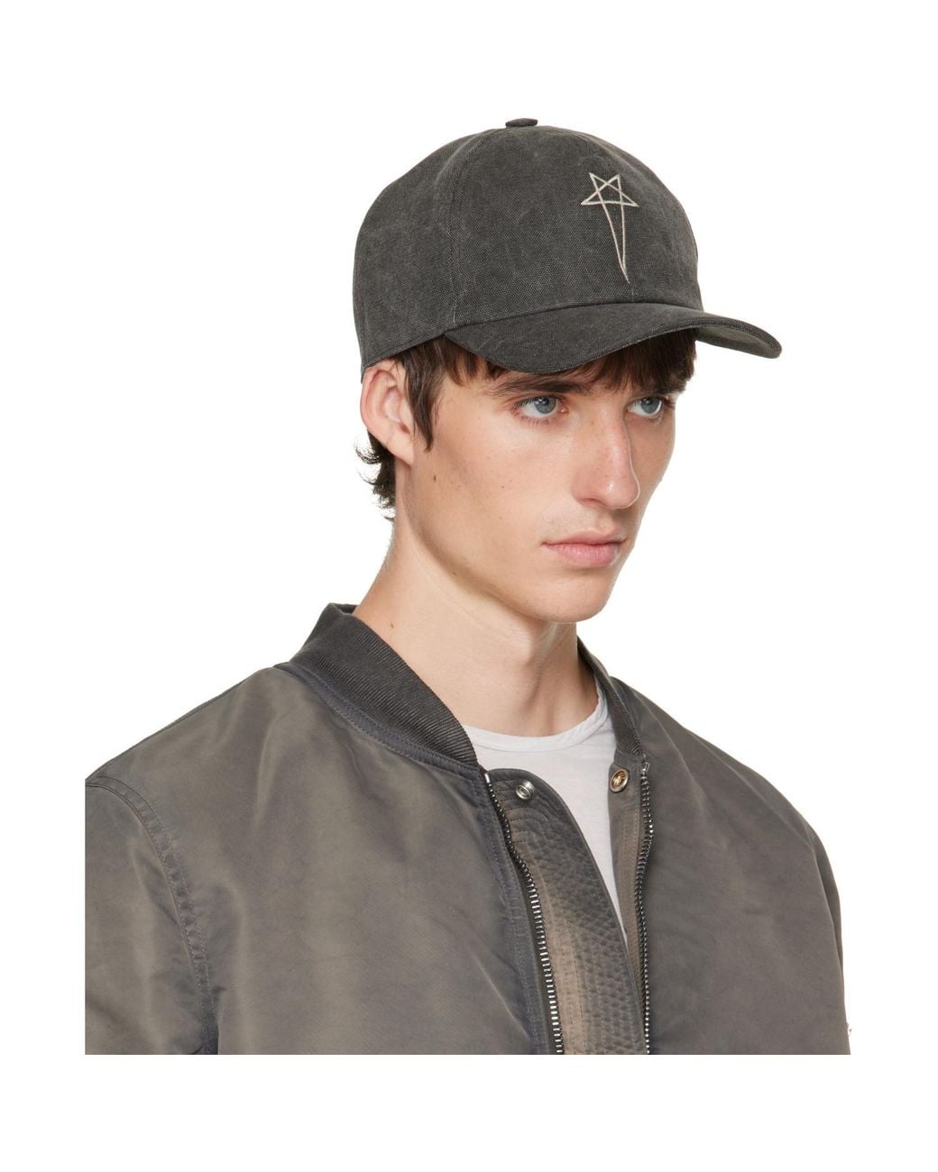 Rick Owens Gray Graphic Baseball Cap for men