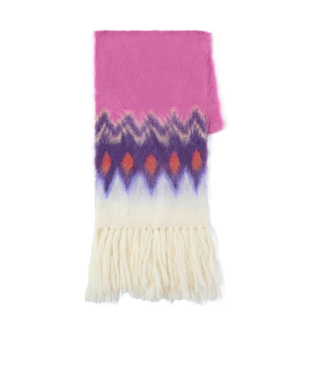 Isabel Marant Pink Pattern Detailed Fringed Scarf