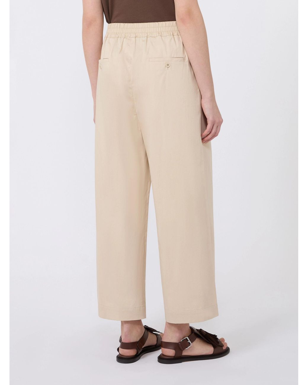 Weekend by Maxmara Natural Cotton Cropped Wide-Leg Trousers