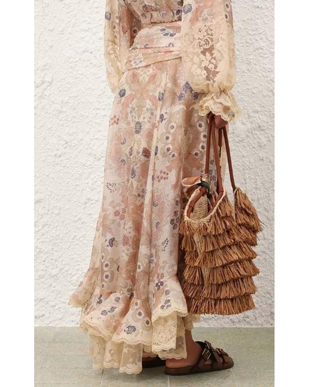Zimmermann Pink Rebellion Lace Maxi Skirt