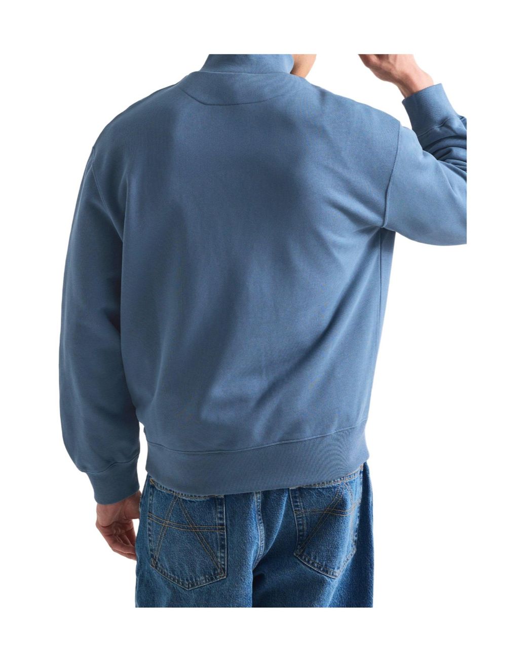Maison Kitsuné Blue Half-Zipper Fleece Hoodie for men