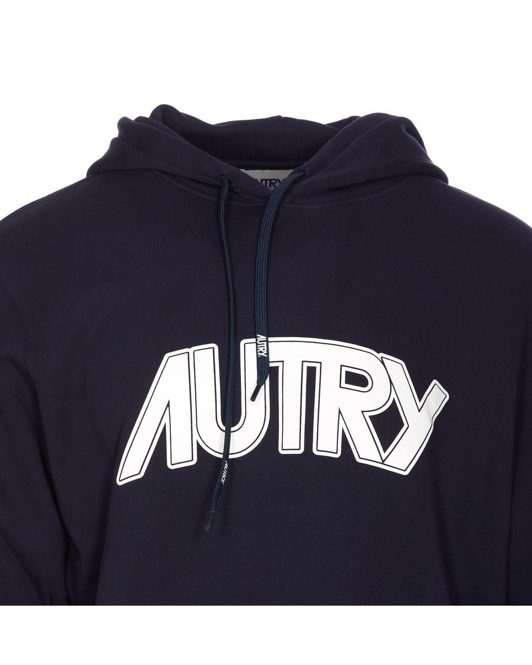 Autry Blue Logo-Printed Drawstring Hoodie for men