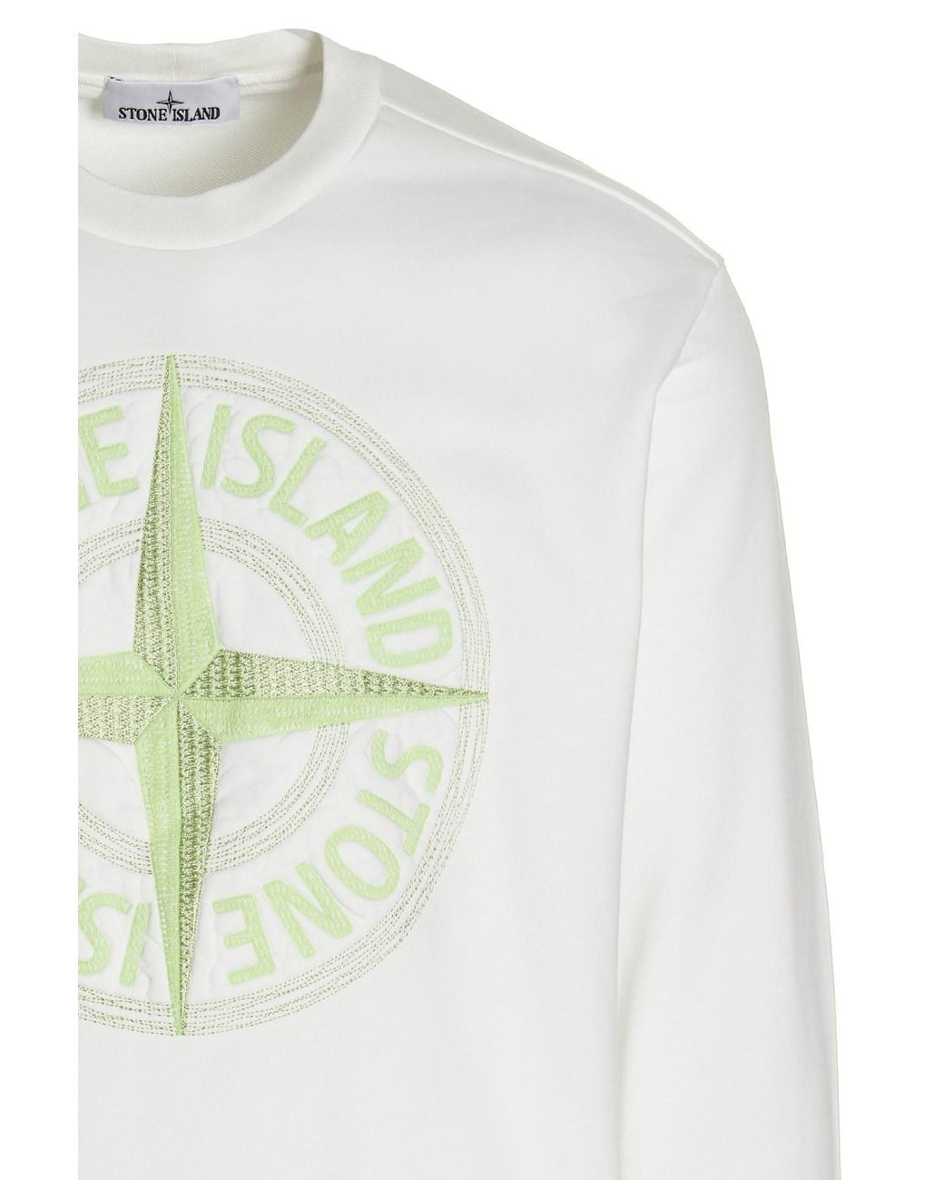 Stone Island White Compass-Motif Long-Sleeved Sweatshirt for men