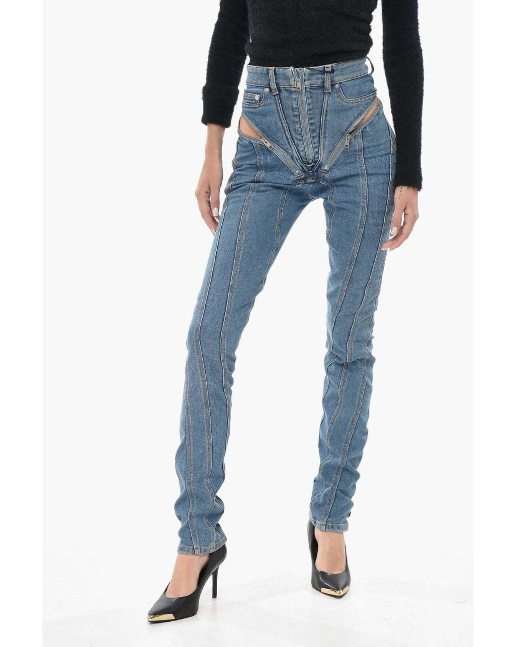 Mugglor Mugler High-Waist Skinny Jeans in Blue | Lyst