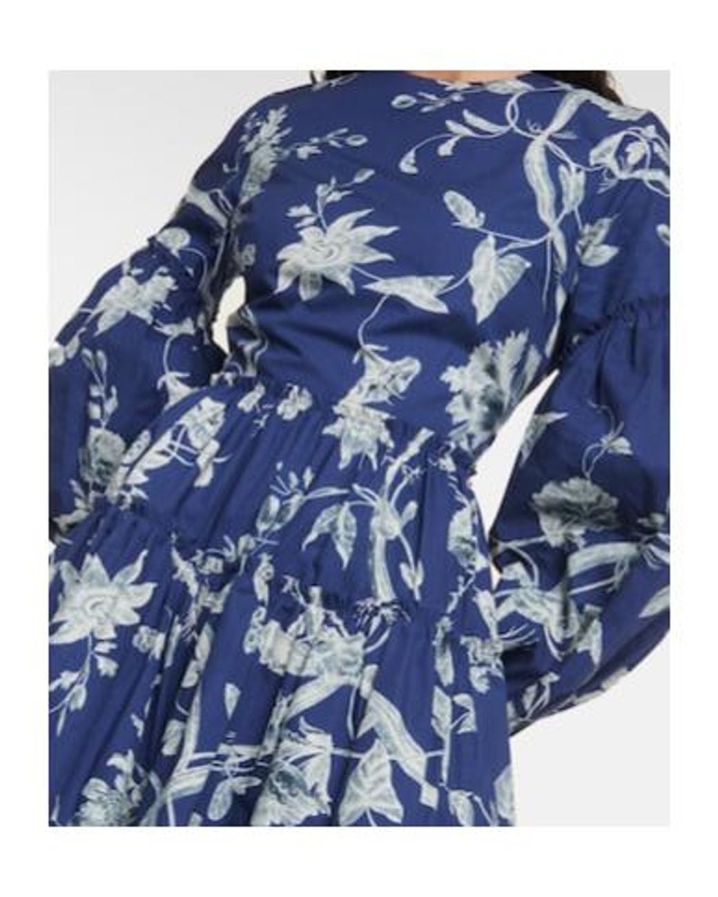 Erdem Blue Floral Poplin Minidress