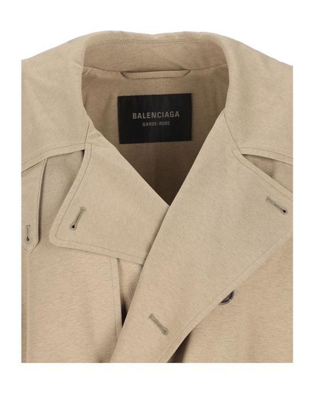 Balenciaga Natural Belted Double-Breasted Trench Coat