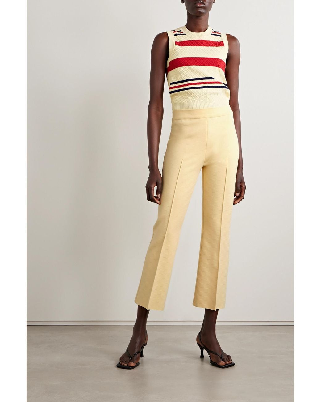 High Sport Natural Kick Cropped Stretch-Cotton Flared Pants