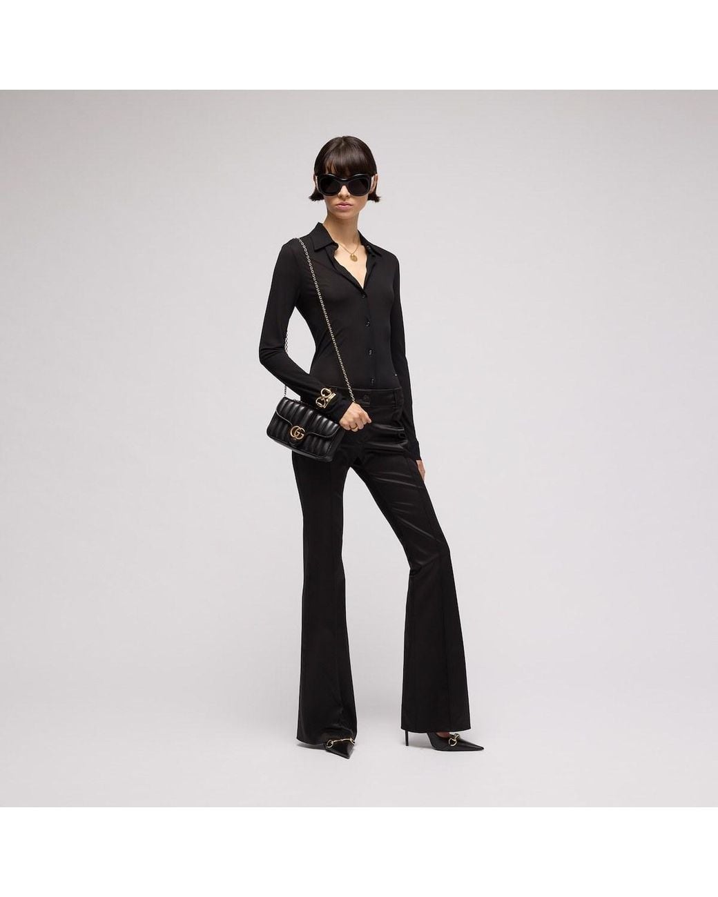 Gucci Black Jetset Gg Marmont Small Shoulder Bag