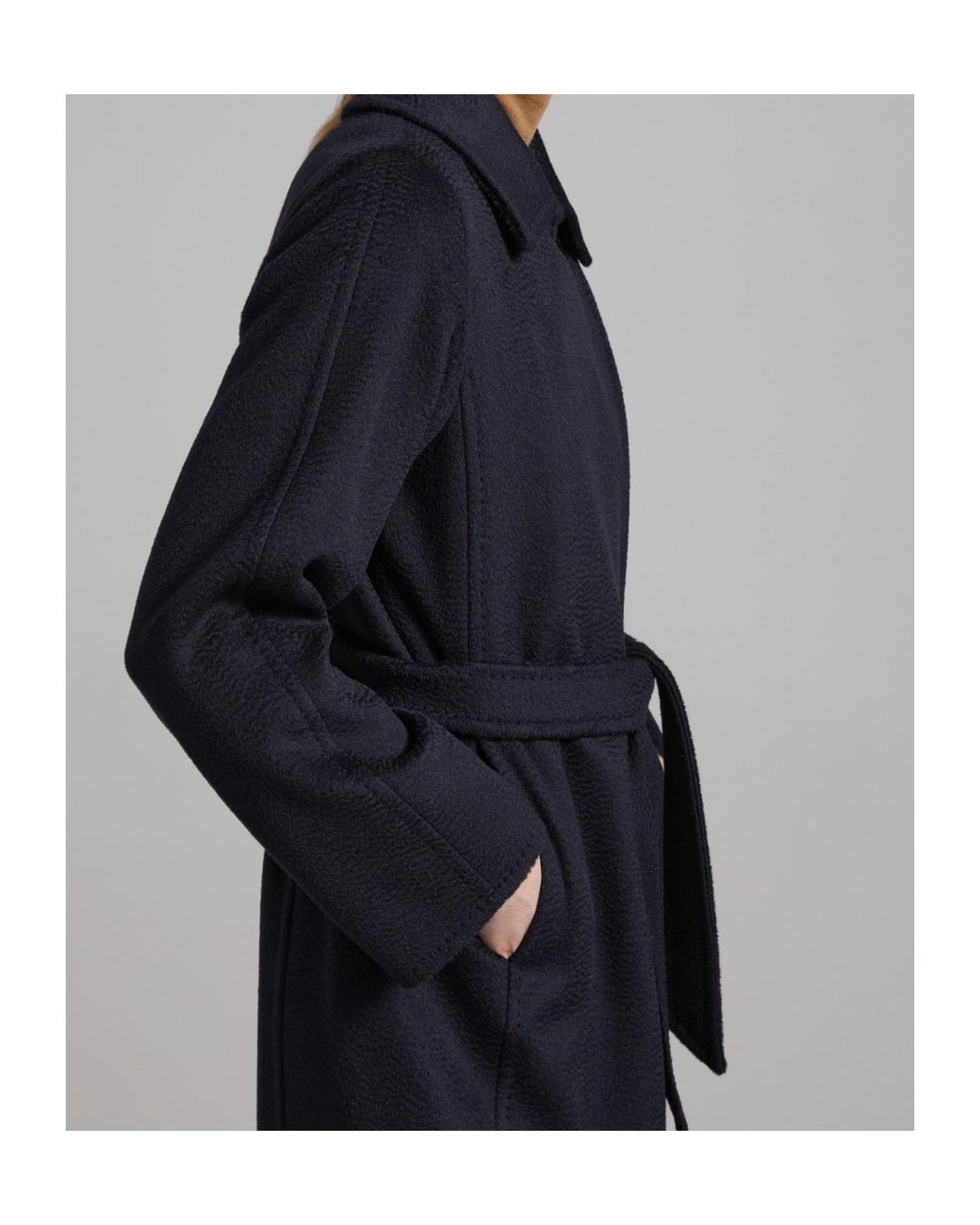 Max Mara Black Collared Belted Coat