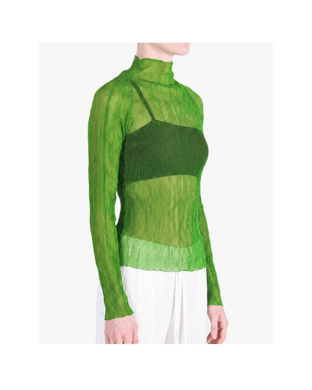 Issey Miyake Green Chiffon Sheer Twist 1 Shirt
