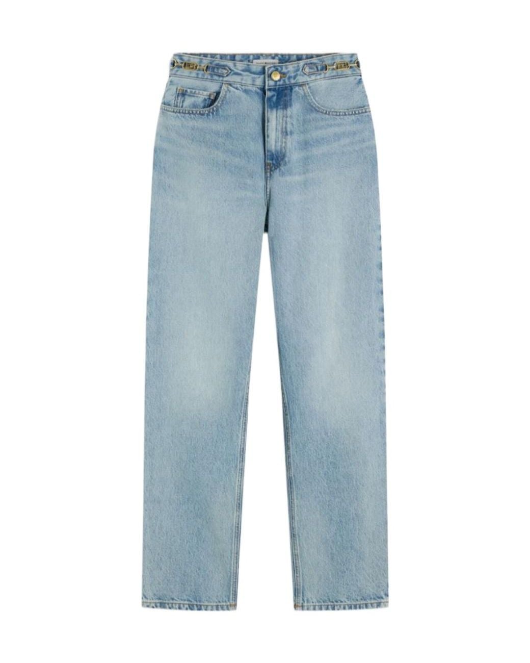 Tommy Hilfiger Blue Logo-Plaque Chain-Link Jeans